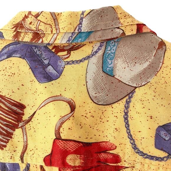 Vintage Levi’s Dockers Horse Equestrian Cowboy Western Yellow Shirt size medium - Picture 5 of 7